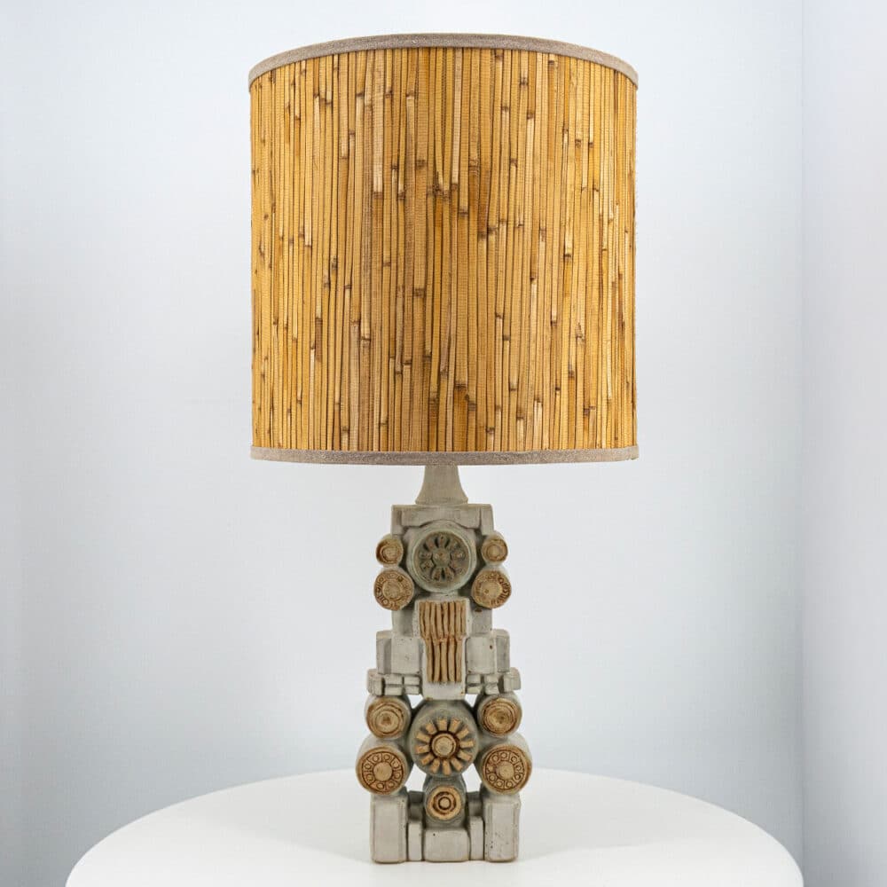 Ceramic Floor/Table Lamp B. Rooke, Natural Custom Made Lampshade by R. Houben