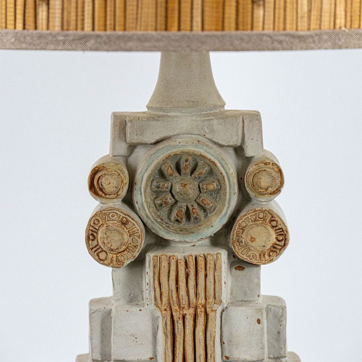 Ceramic Floor/Table Lamp B. Rooke, Natural Custom Made Lampshade by R. Houben