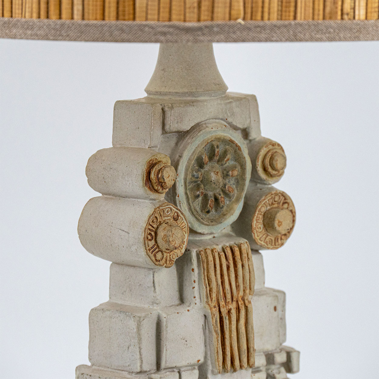 Ceramic Floor/Table Lamp B. Rooke, Natural Custom Made Lampshade by R. Houben
