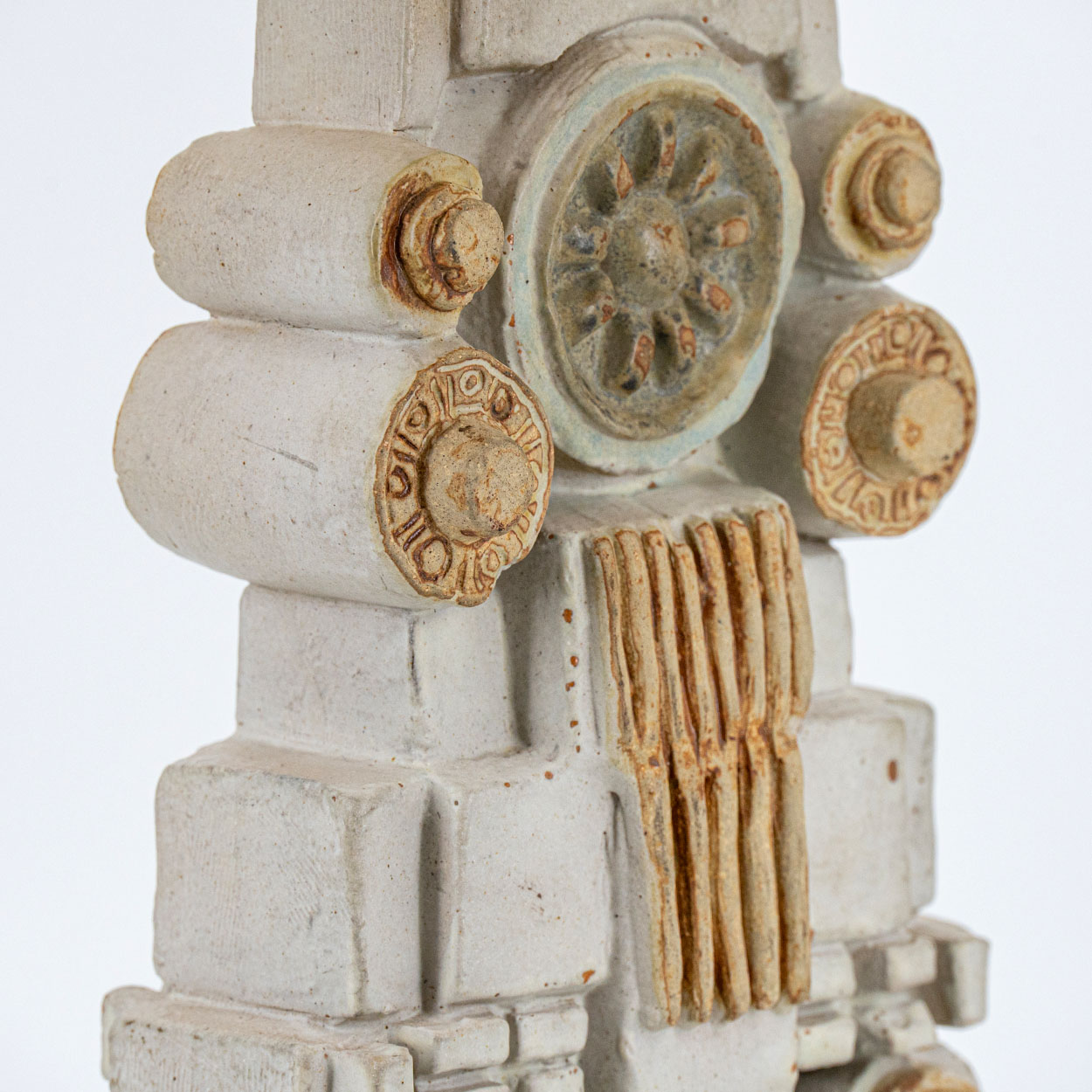 Ceramic Floor/Table Lamp B. Rooke, Natural Custom Made Lampshade by R. Houben