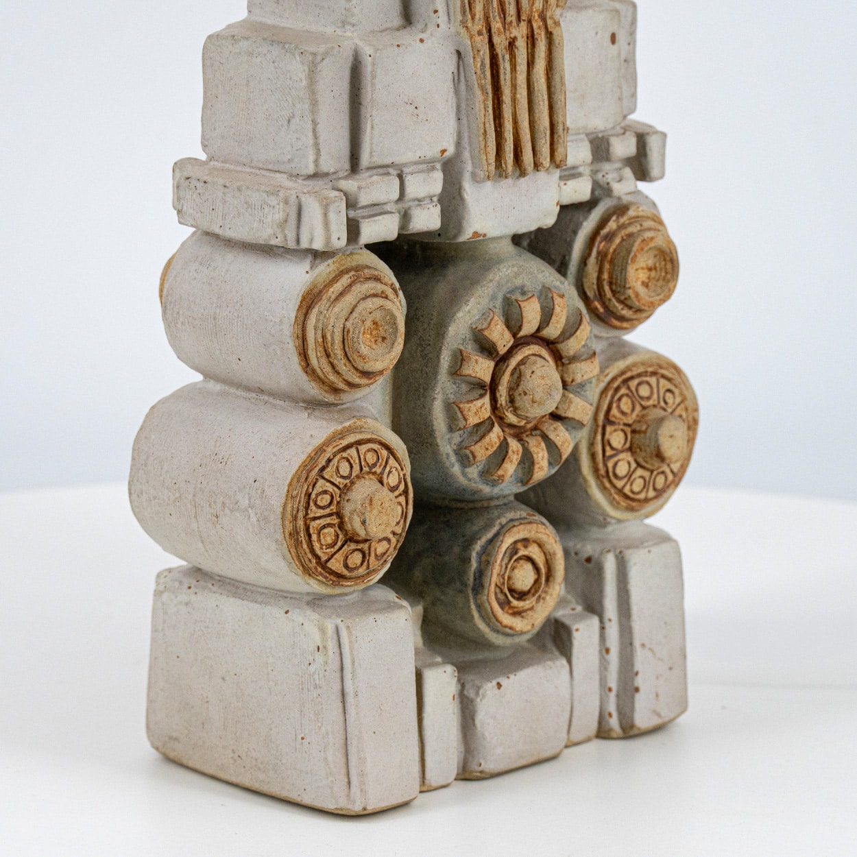 Ceramic Floor/Table Lamp B. Rooke, Natural Custom Made Lampshade by R. Houben