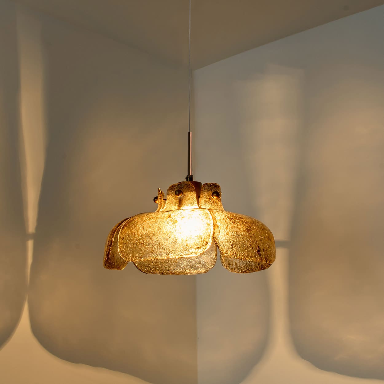 Pendant Flower Lamp with Spotted Brown Glass, Germany