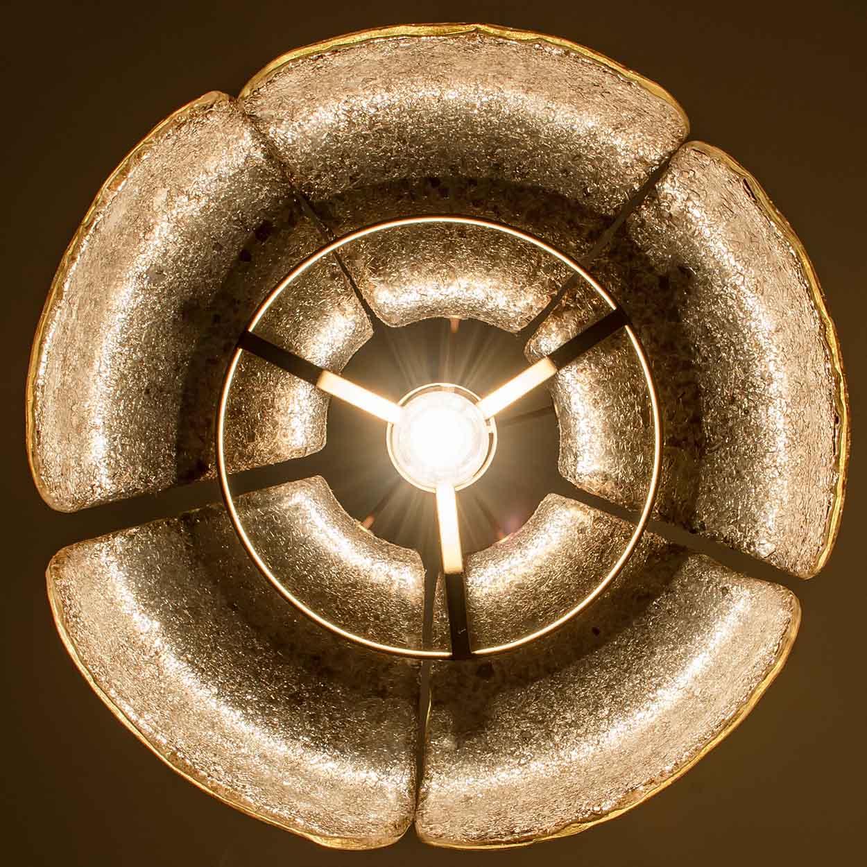 Pendant Flower Lamp with Spotted Brown Glass, Germany