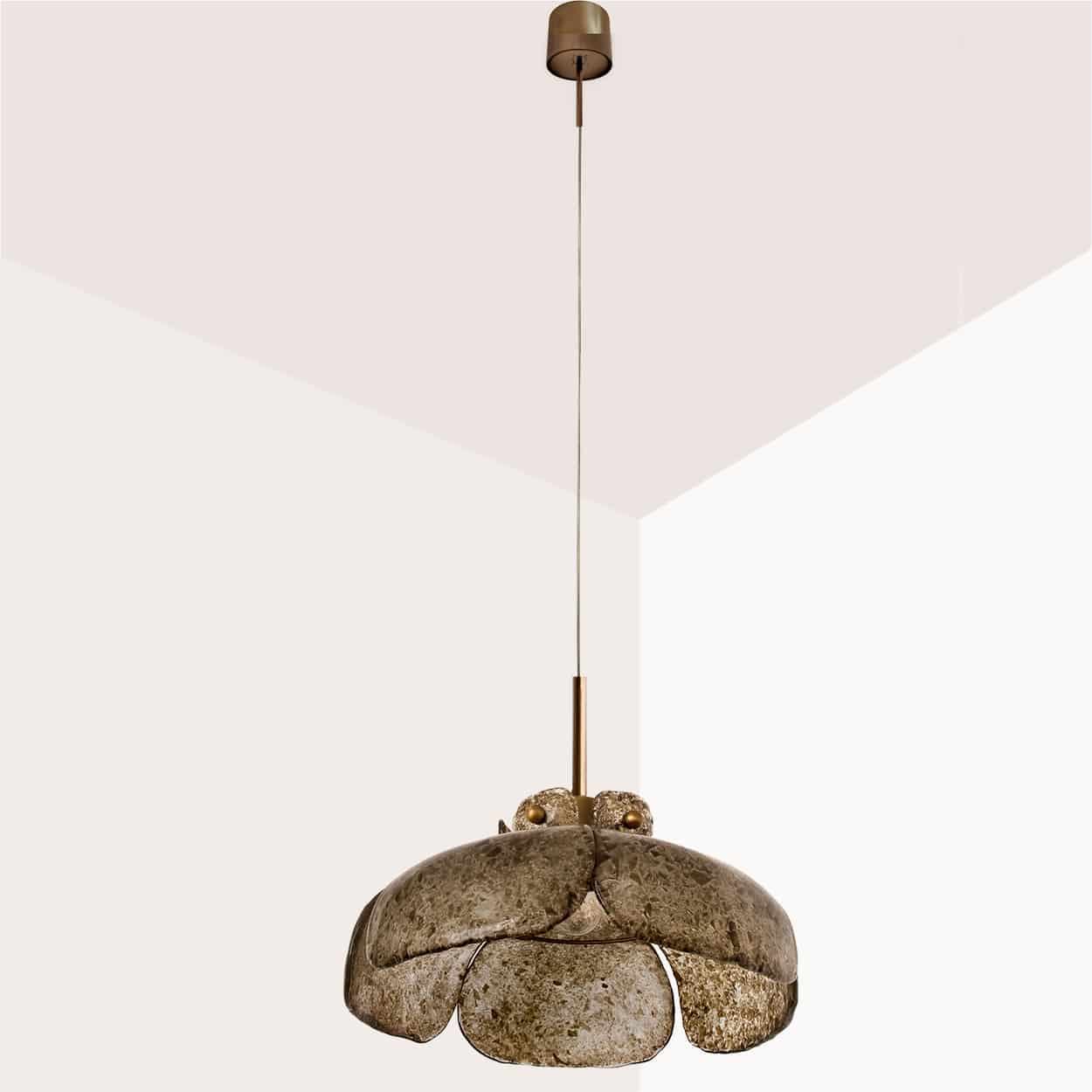 Pendant Flower Lamp with Spotted Brown Glass, Germany