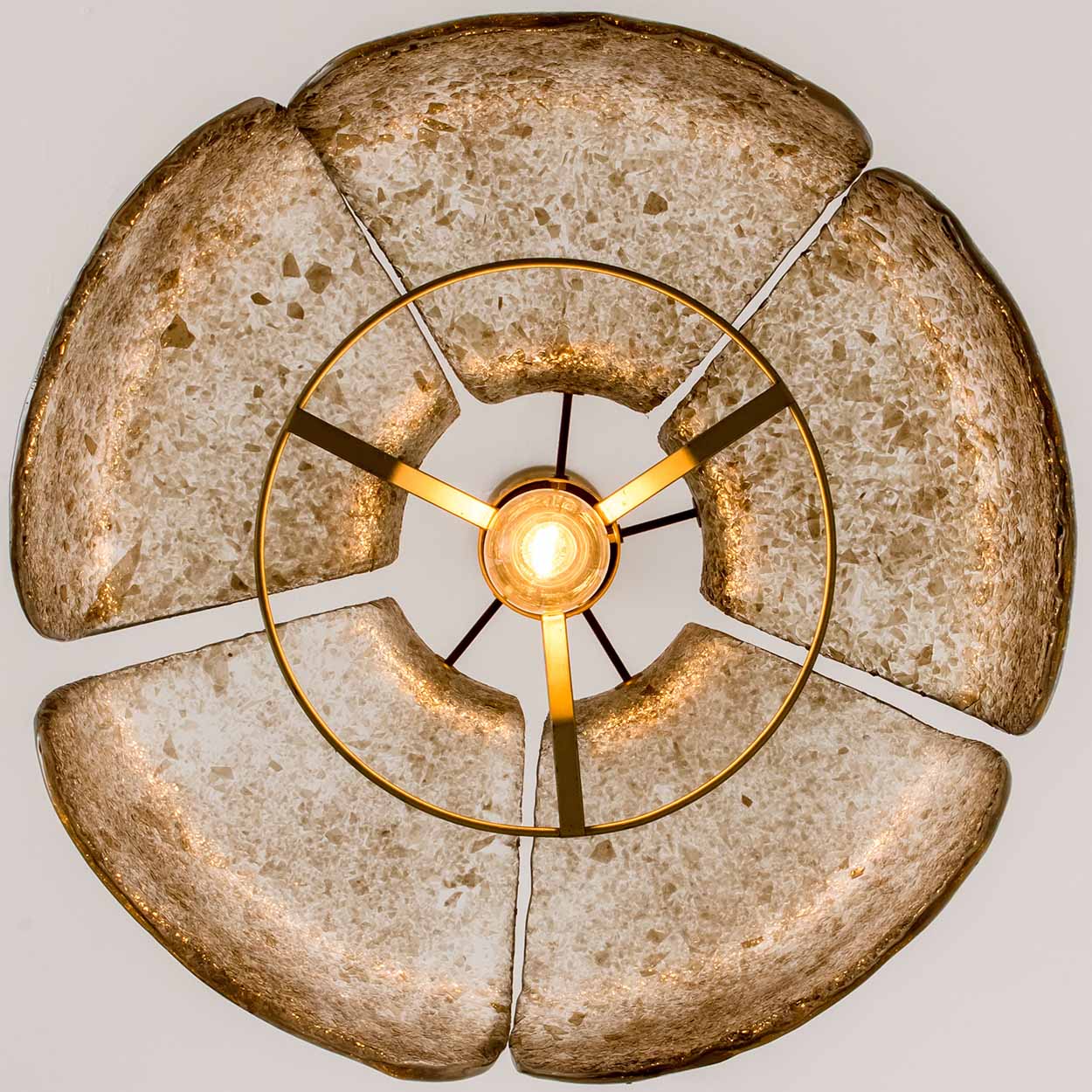 Pendant Flower Lamp with Spotted Brown Glass, Germany