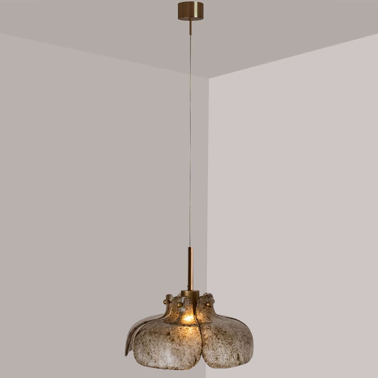 Pendant Flower Lamp with Spotted Brown Glass, Germany