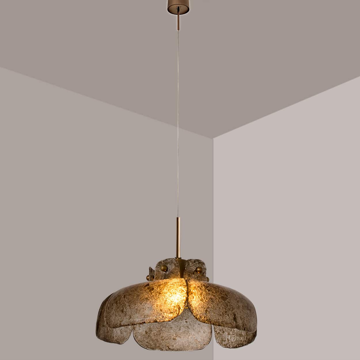 Pendant Flower Lamp with Spotted Brown Glass, Germany