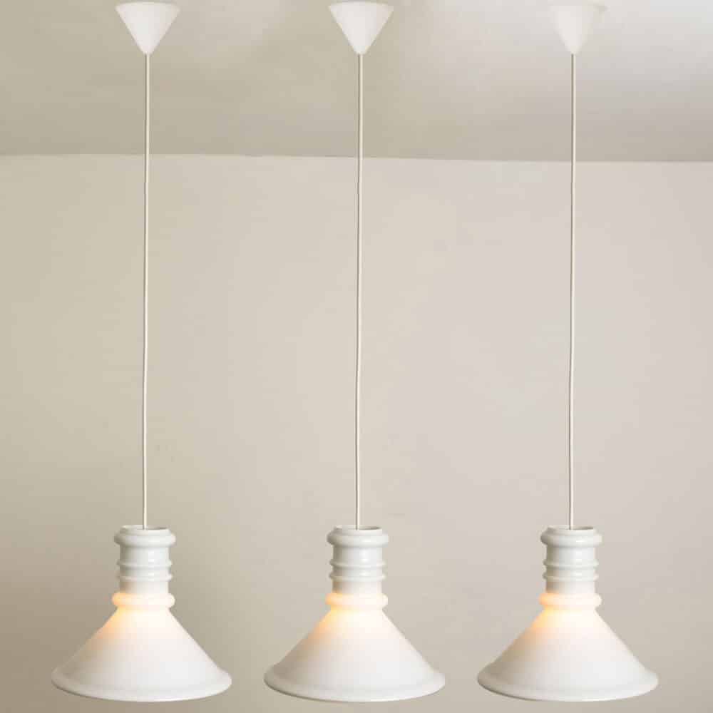 1 of the 3 Round Holmegaard Hanging Lamps by Michael Bang, 1970