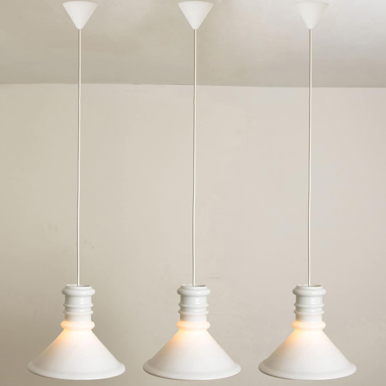 1 of the 3 Round Holmegaard Hanging Lamps by Michael Bang, 1970