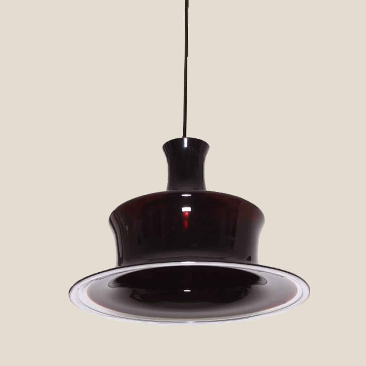 Pair of Aubergine Glass Holmegaard Hanging Lamps, 1970