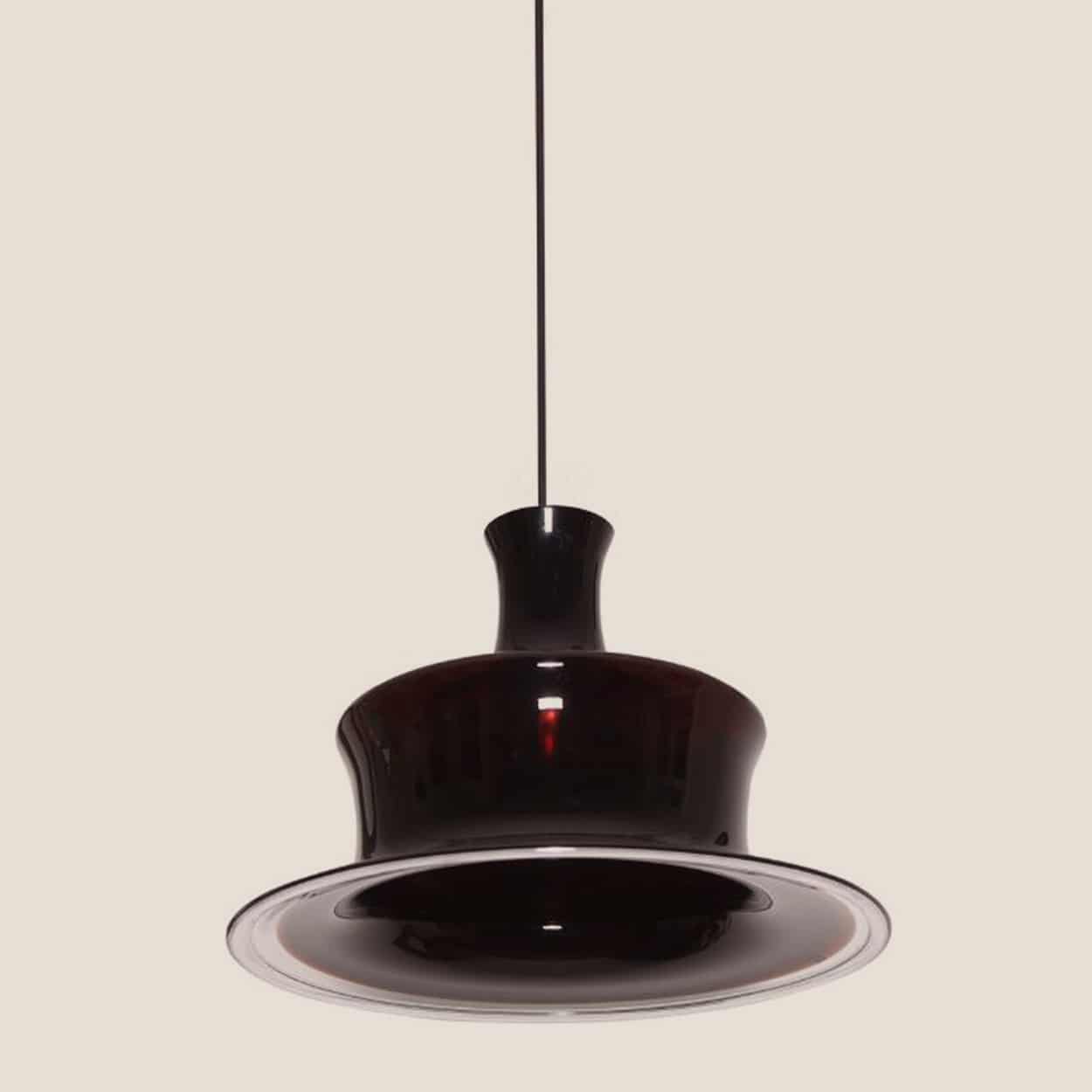 Pair of Aubergine Glass Holmegaard Hanging Lamps, 1970