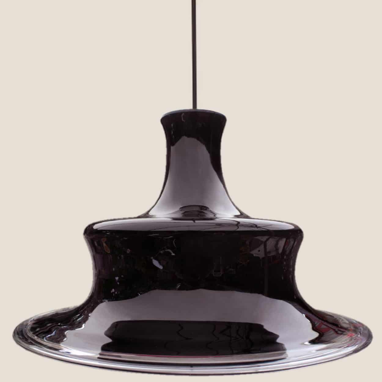 Pair of Aubergine Glass Holmegaard Hanging Lamps, 1970