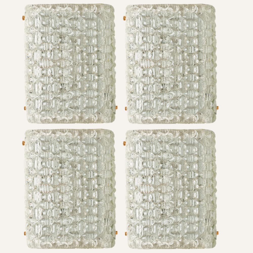 1 of the 4 Murano Bubble Glass and Brass Wall Lights, Hustadt Leuchten 1960