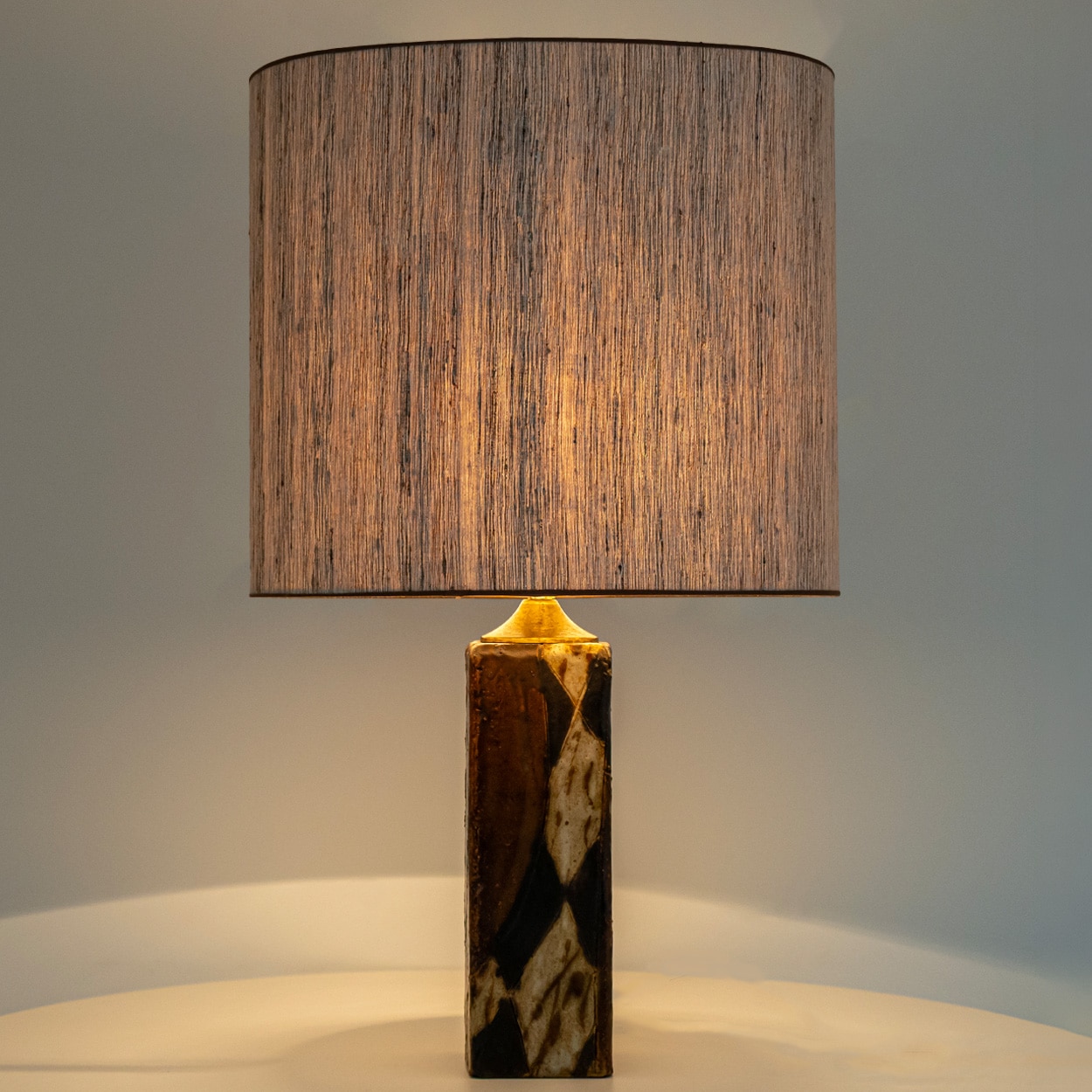 1 of the 2 Trille Jørgensen Ceramic Lamps, Custom Made Lampshades by R. Houben