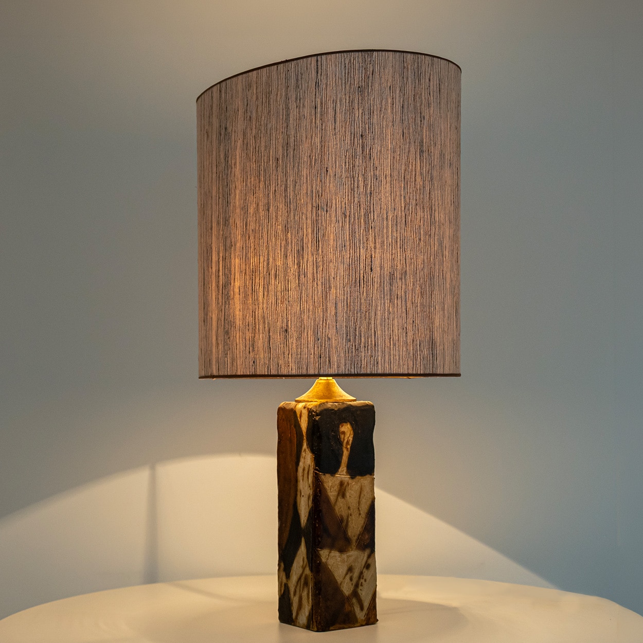 1 of the 2 Trille Jørgensen Ceramic Lamps, Custom Made Lampshades by R. Houben