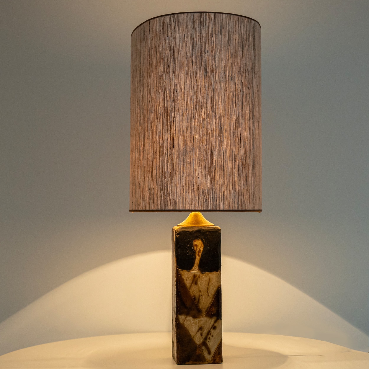 1 of the 2 Trille Jørgensen Ceramic Lamps, Custom Made Lampshades by R. Houben