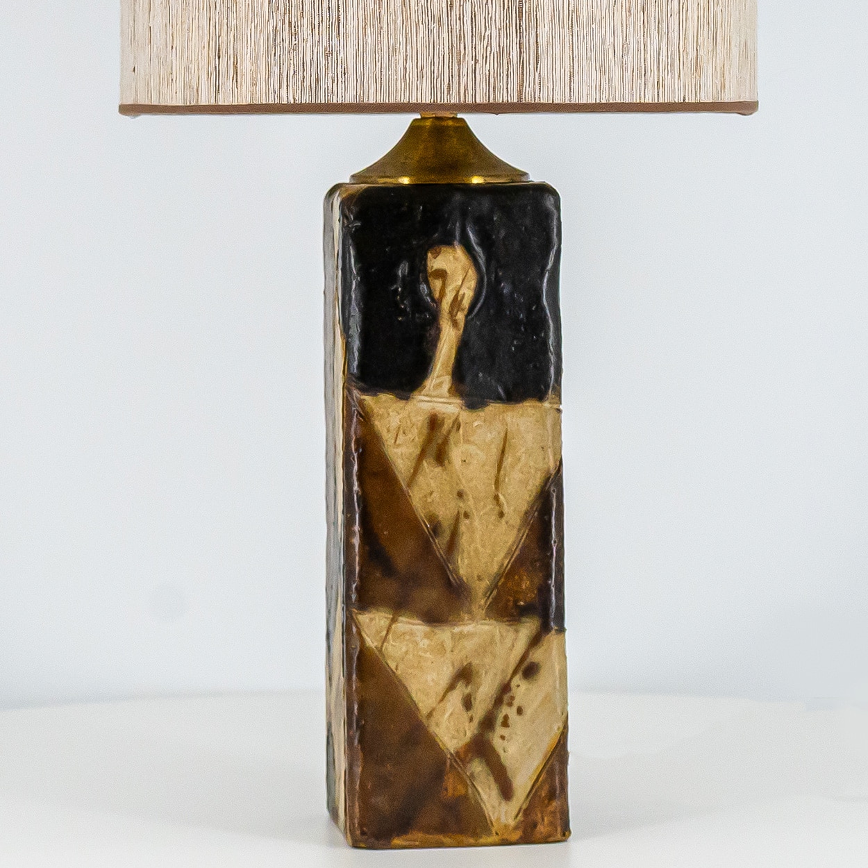 1 of the 2 Trille Jørgensen Ceramic Lamps, Custom Made Lampshades by R. Houben