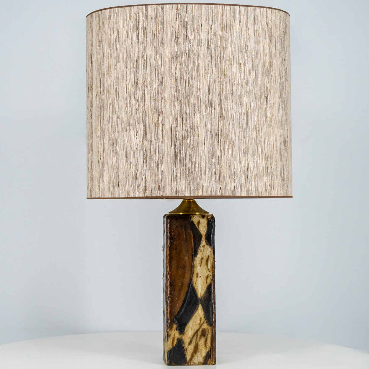 1 of the 2 Trille Jørgensen Ceramic Lamps, Custom Made Lampshades by R. Houben