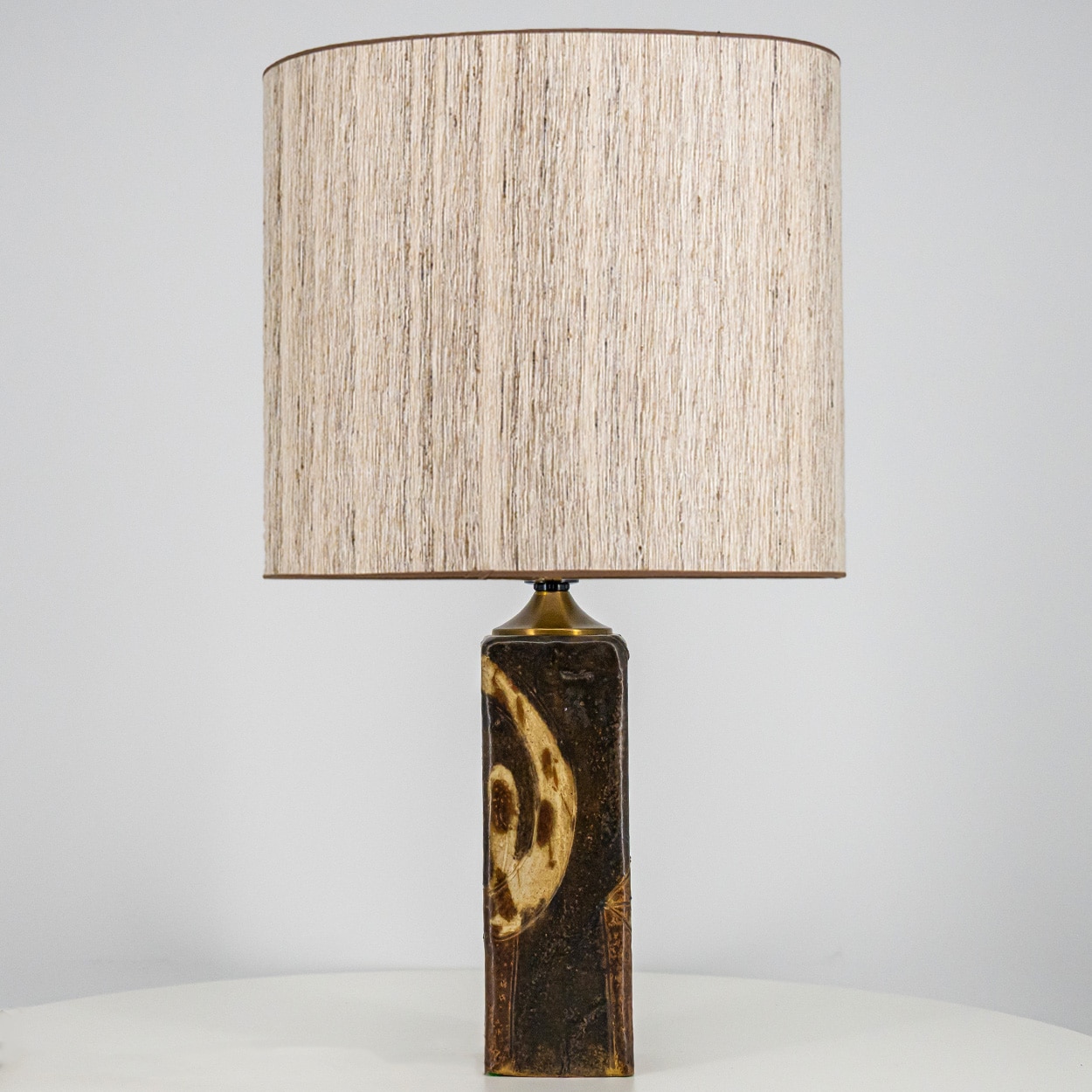 1 of the 2 Trille Jørgensen Ceramic Lamps, Custom Made Lampshades by R. Houben