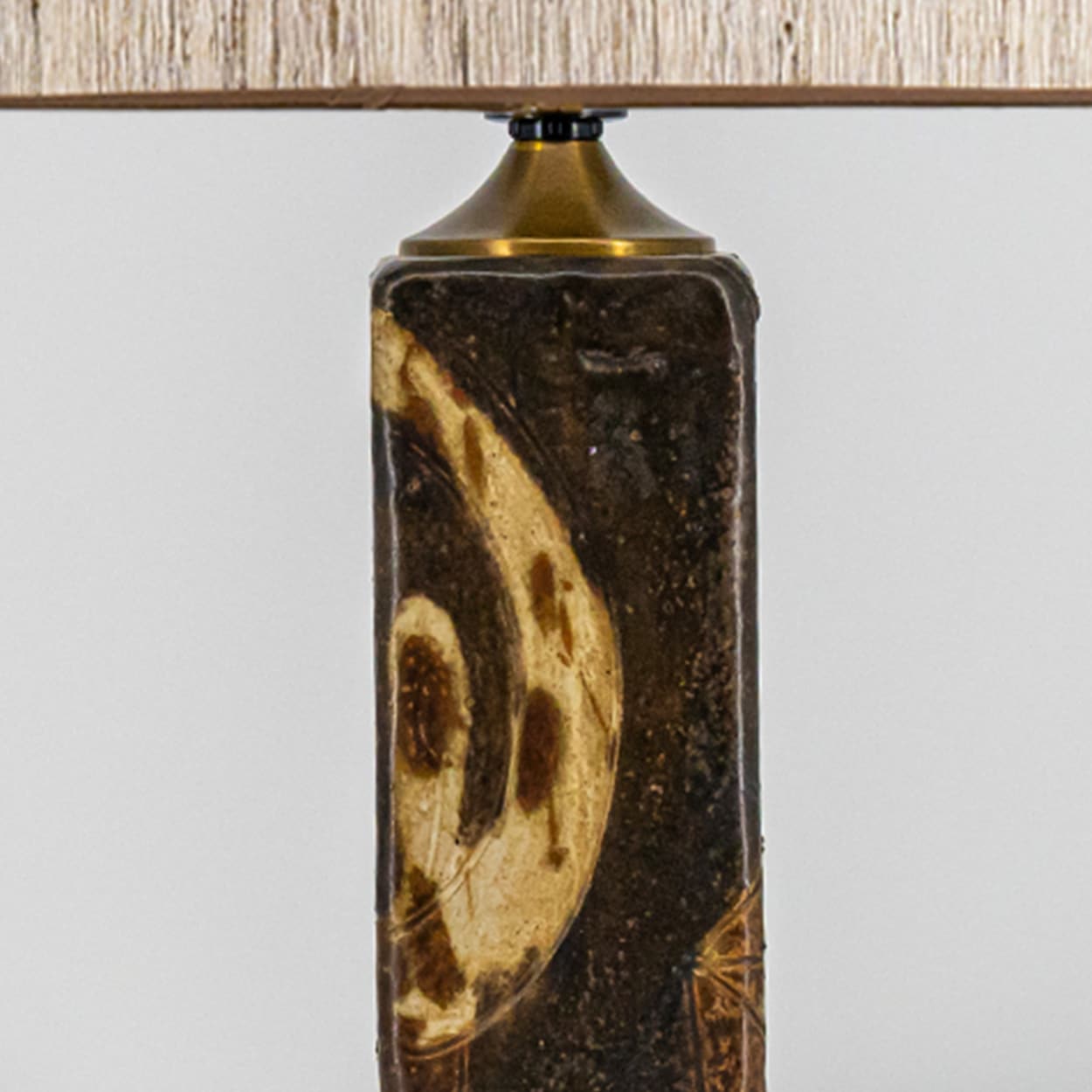 1 of the 2 Trille Jørgensen Ceramic Lamps, Custom Made Lampshades by R. Houben