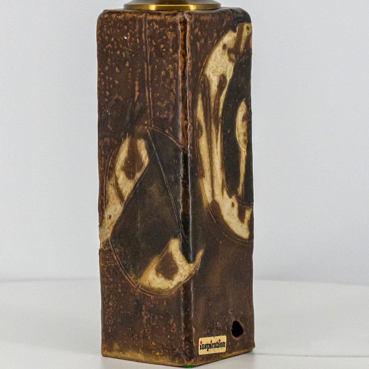 1 of the 2 Ceramic Lamps by Trille Jørgense, Custom Lampshade by R. Houben
