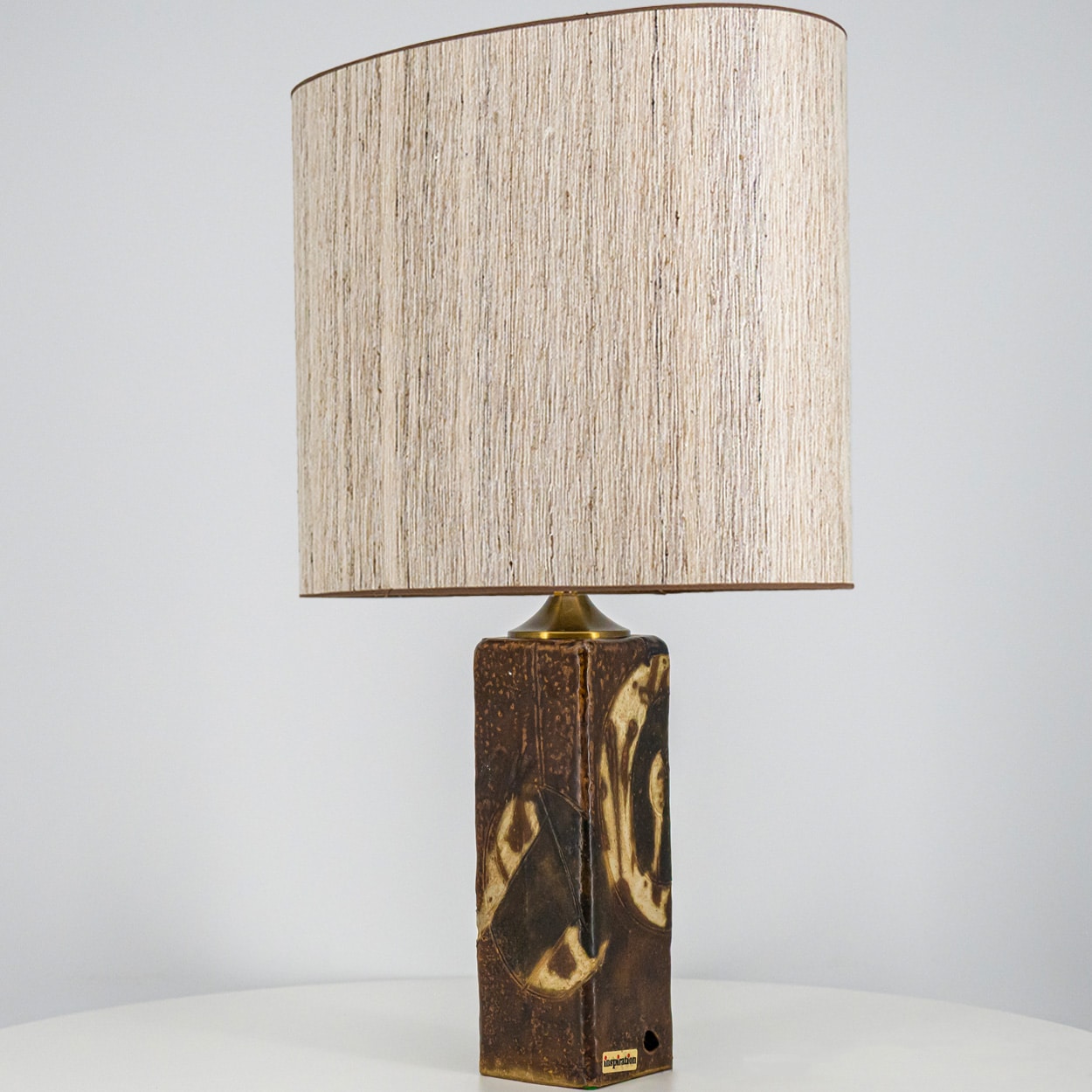 1 of the 2 Trille Jørgensen Ceramic Lamps, Custom Made Lampshades by R. Houben