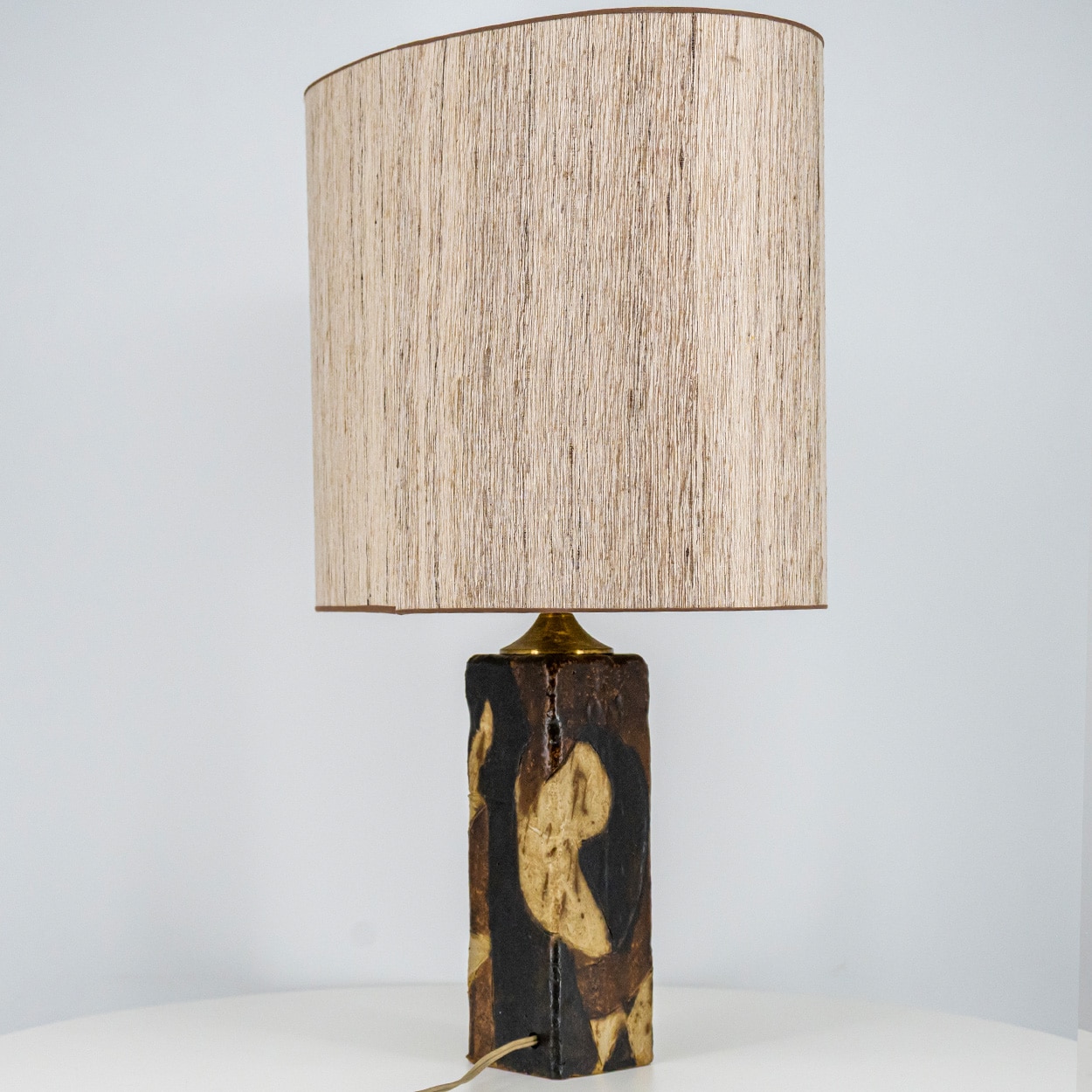 1 of the 2 Trille Jørgensen Ceramic Lamps, Custom Made Lampshades by R. Houben