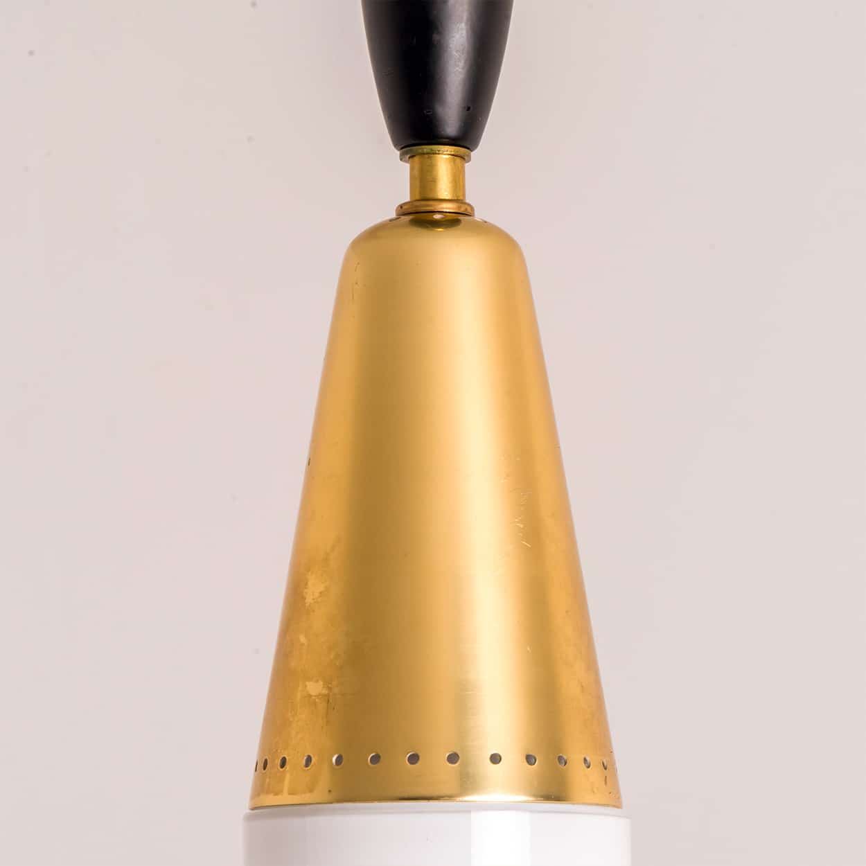 Stilnovo Milkglass and Brass Pendant, Italy, 1960s