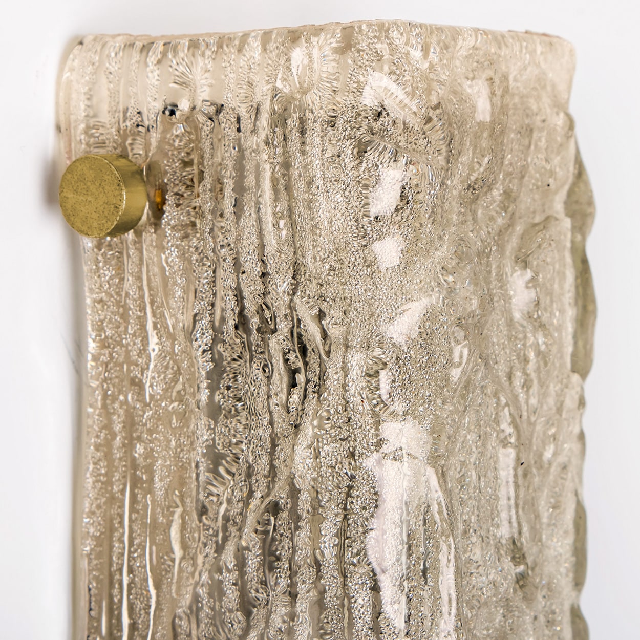 1 of the 2 Tube Textured Glass and Brass Wall Lights Germany, 1970s