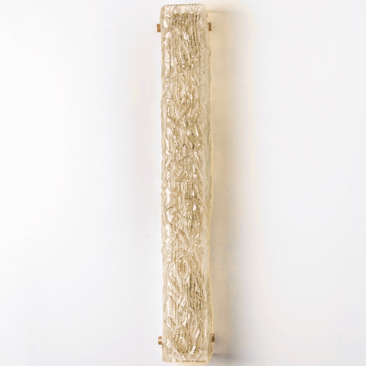 1 of the 2 Tube Textured Glass and Brass Wall Lights Germany, 1970s