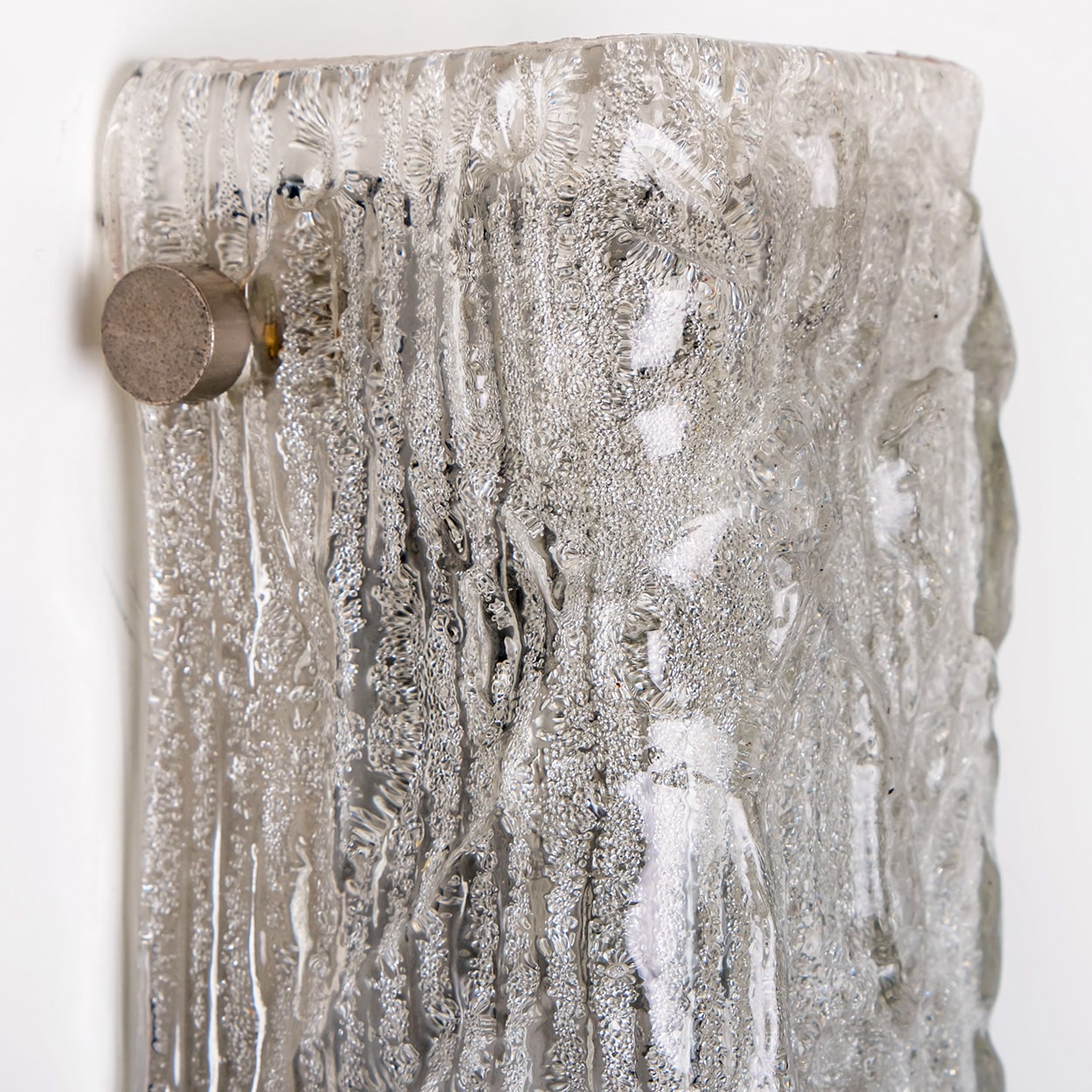1 of the 2 Tube Textured Glass and Chrome Wall Lights by Kaiser Leuchten, 1970s