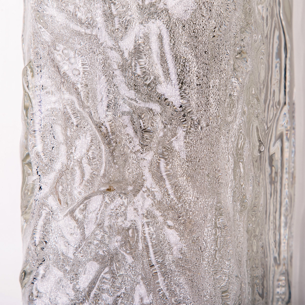 1 of the 2 Tube Textured Glass and Chrome Wall Lights by Kaiser Leuchten, 1970s