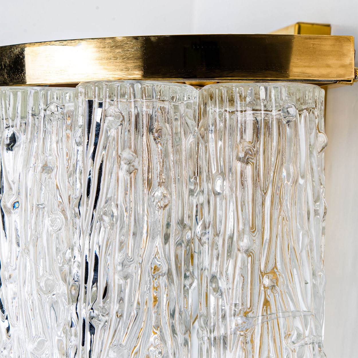 Beautiful Wall Lights with 10 Frozen Glass Tubes by Toni Zuccheri for Mazzega