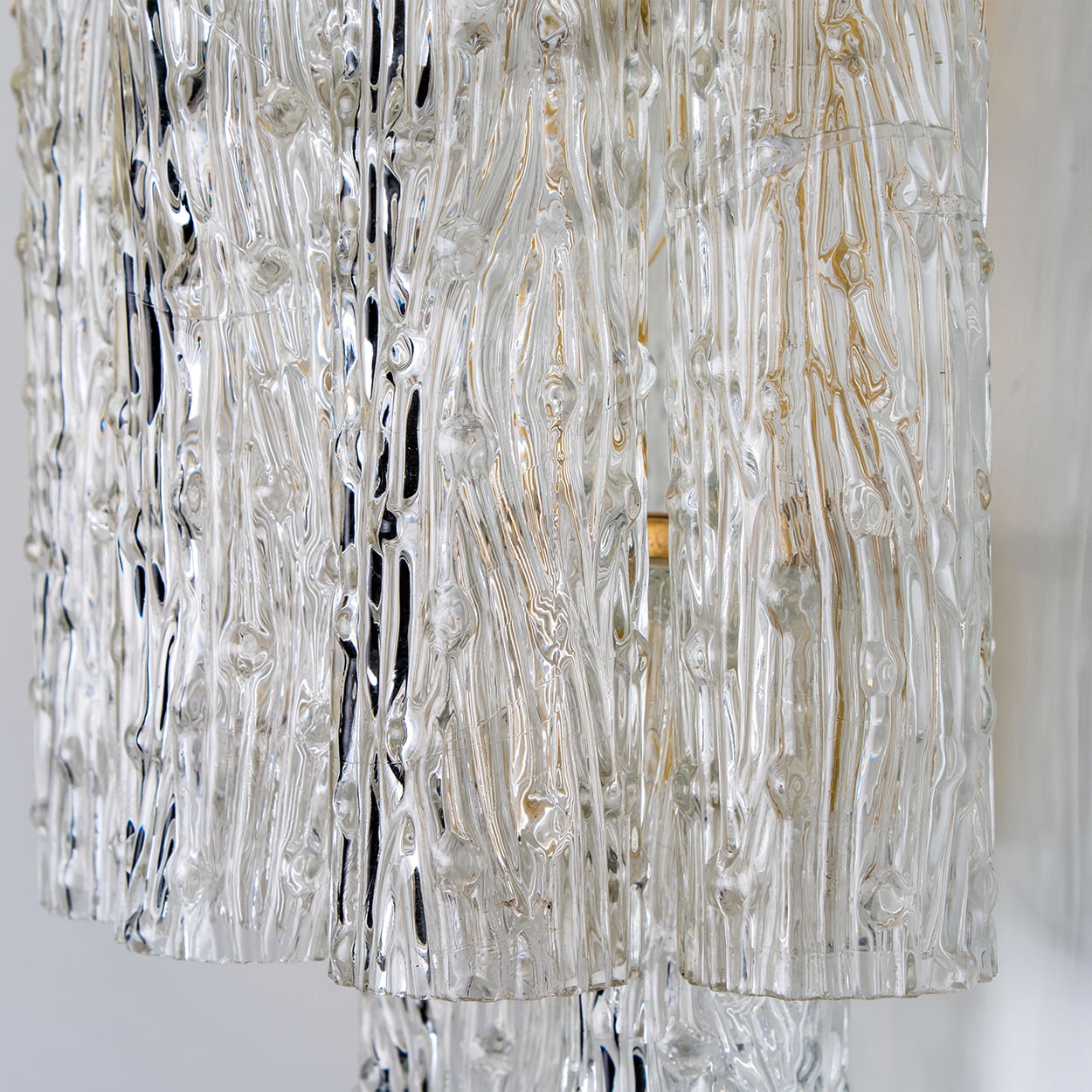 Beautiful Wall Lights with 10 Frozen Glass Tubes by Toni Zuccheri for Mazzega