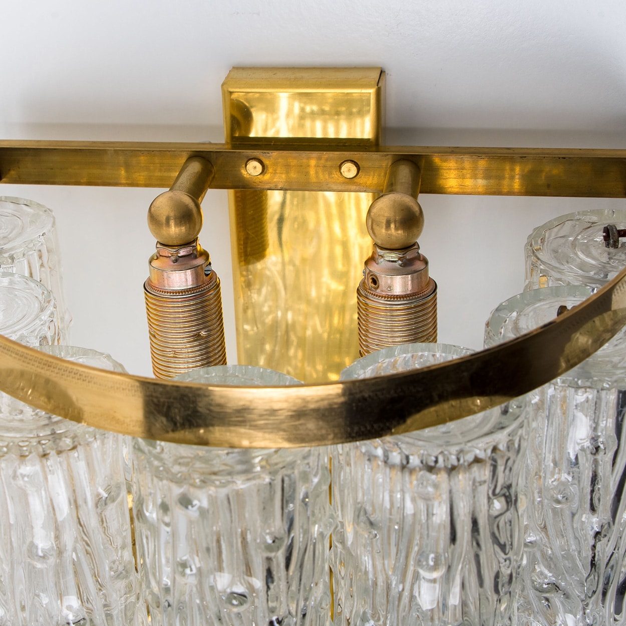 Beautiful Wall Lights with 10 Frozen Glass Tubes by Toni Zuccheri for Mazzega