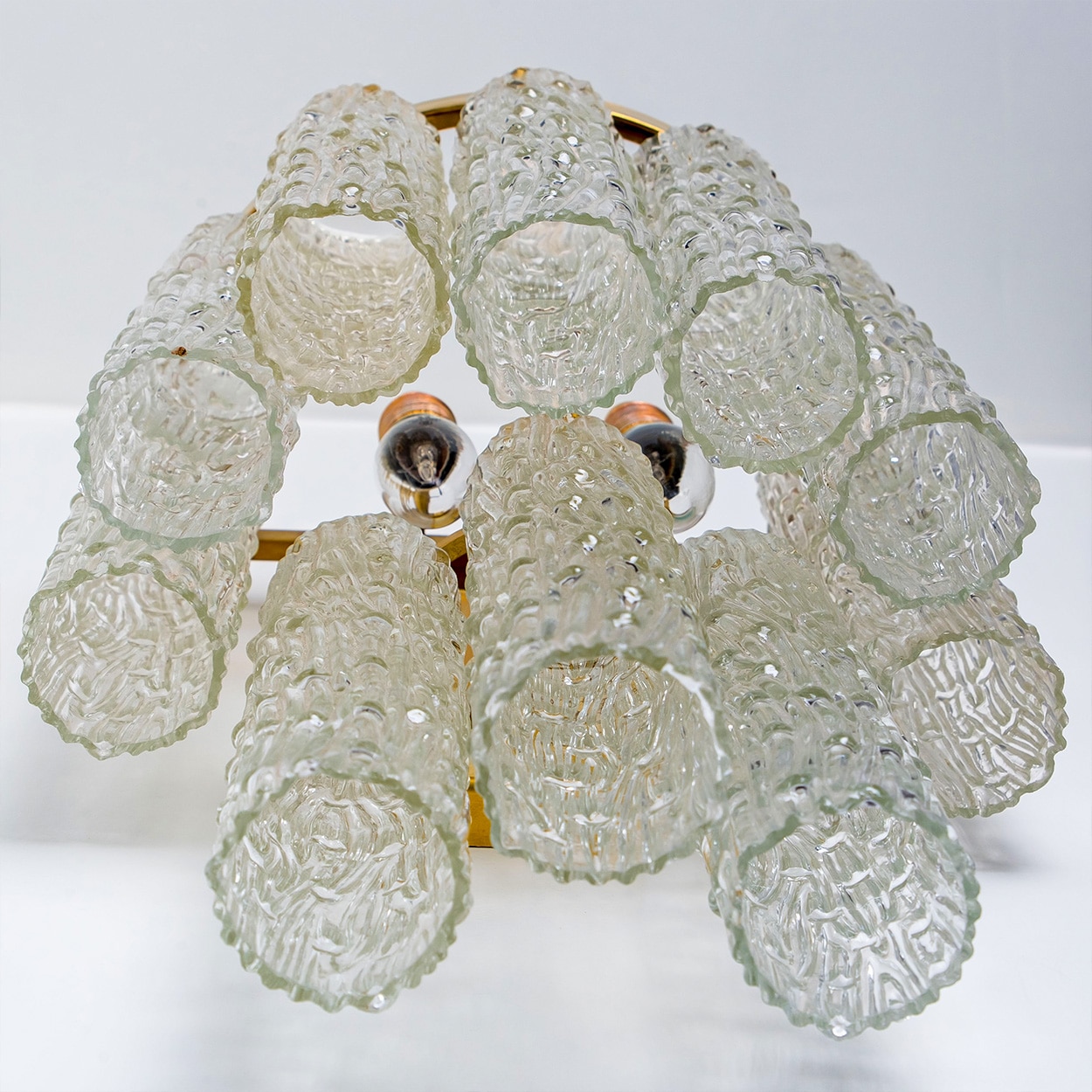 Beautiful Wall Lights with 10 Frozen Glass Tubes by Toni Zuccheri for Mazzega