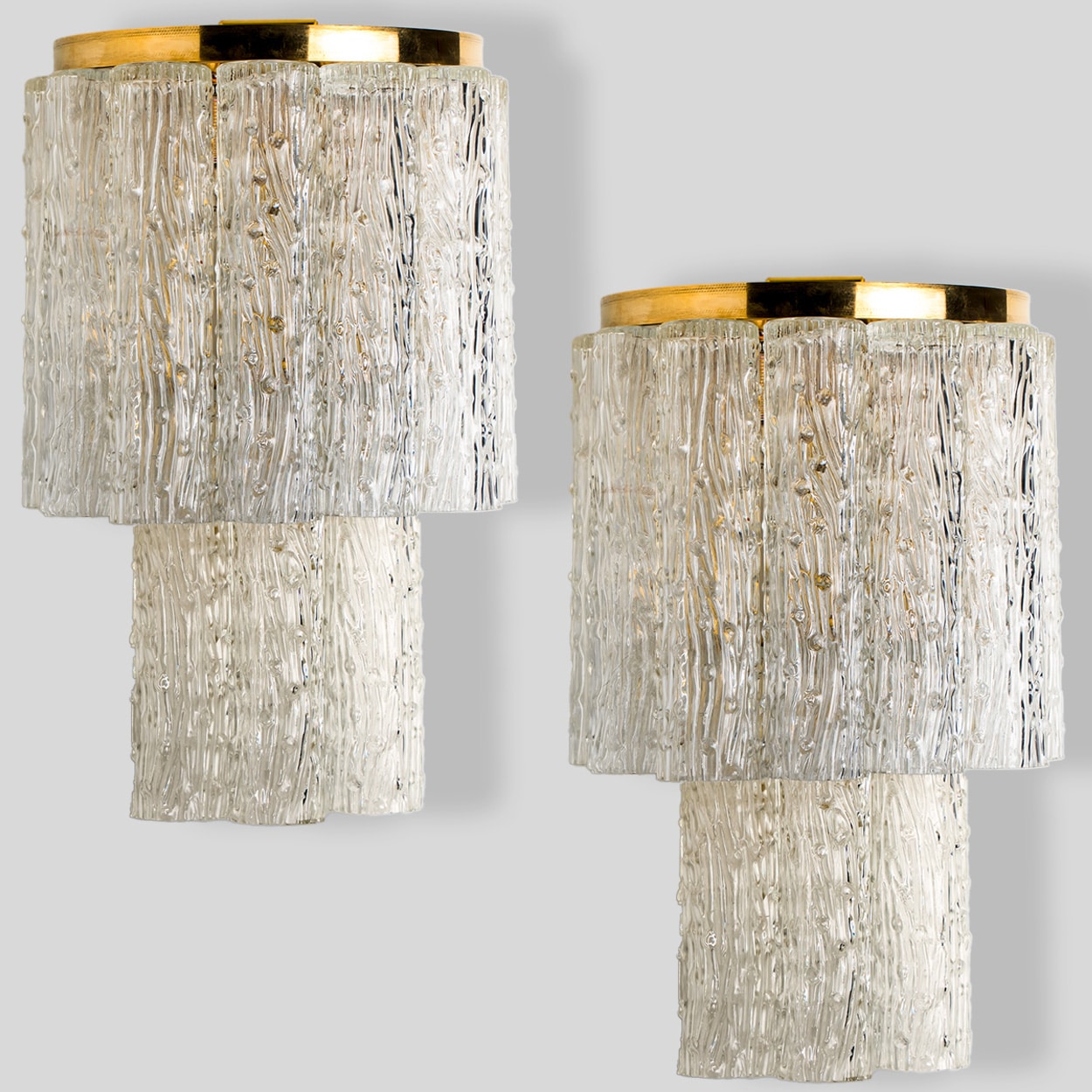 Beautiful Wall Lights with 10 Frozen Glass Tubes by Toni Zuccheri for Mazzega