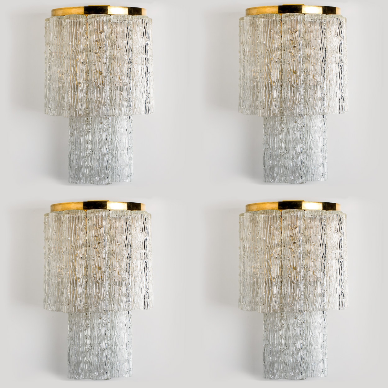 Beautiful Wall Lights with 10 Frozen Glass Tubes by Toni Zuccheri for Mazzega