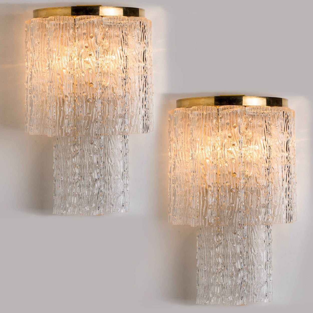 Beautiful Wall Lights with 10 Frozen Glass Tubes by Toni Zuccheri for Mazzega