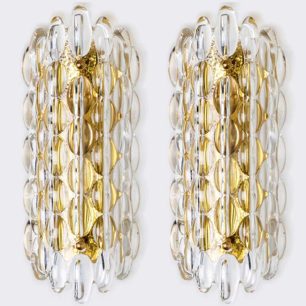 1 of the 12 Brass Wall Lights by Fagerlund for Orrefors, 1960