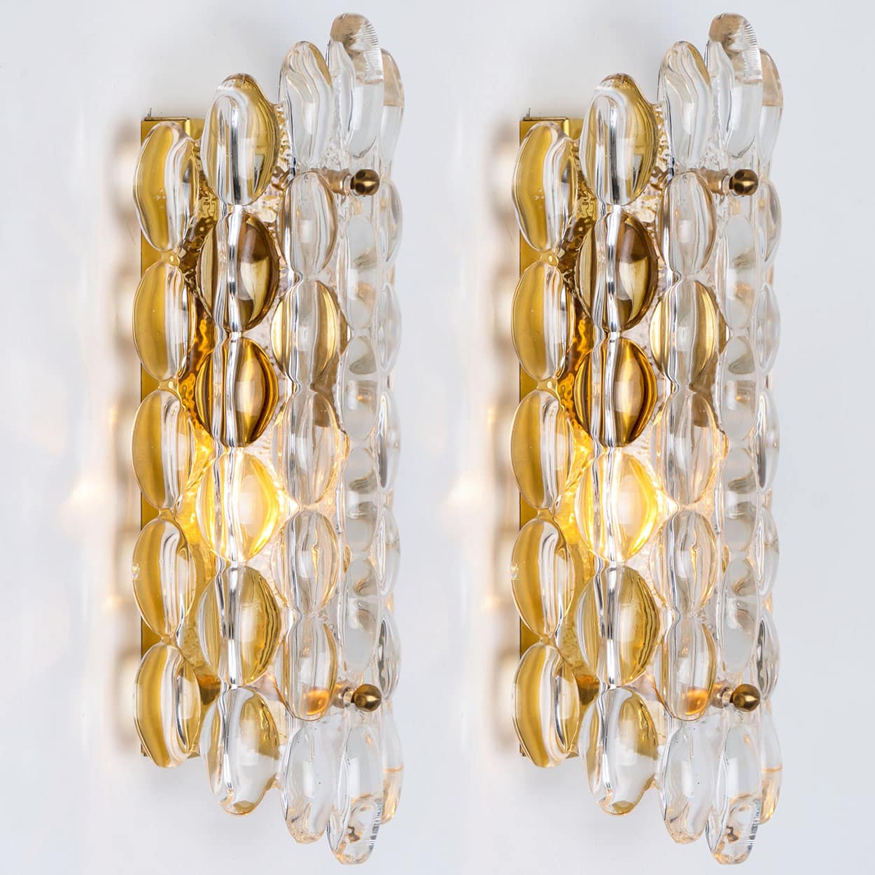 Pair of Brass Wall Lights by Fagerlund for Orrefors, 1960