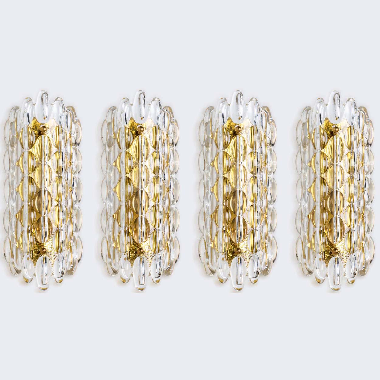 Pair of Brass Wall Lights by Fagerlund for Orrefors, 1960