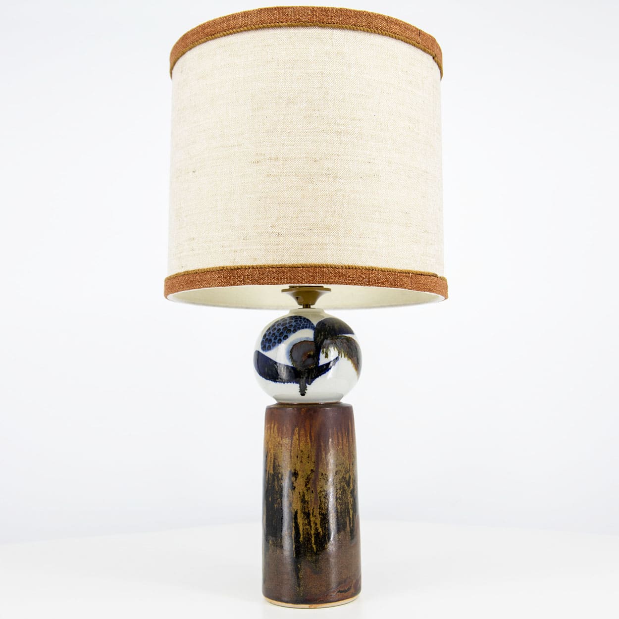 1 of the 2 Sculptural Ceramic Lamp by Rorstrand Ateljé, Lampshade by R. Houben