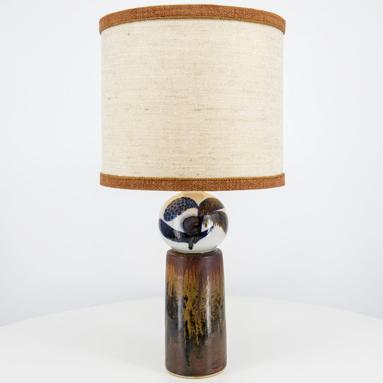 1 of the 2 Sculptural Ceramic Lamp by Rorstrand Ateljé, Lampshade by R. Houben