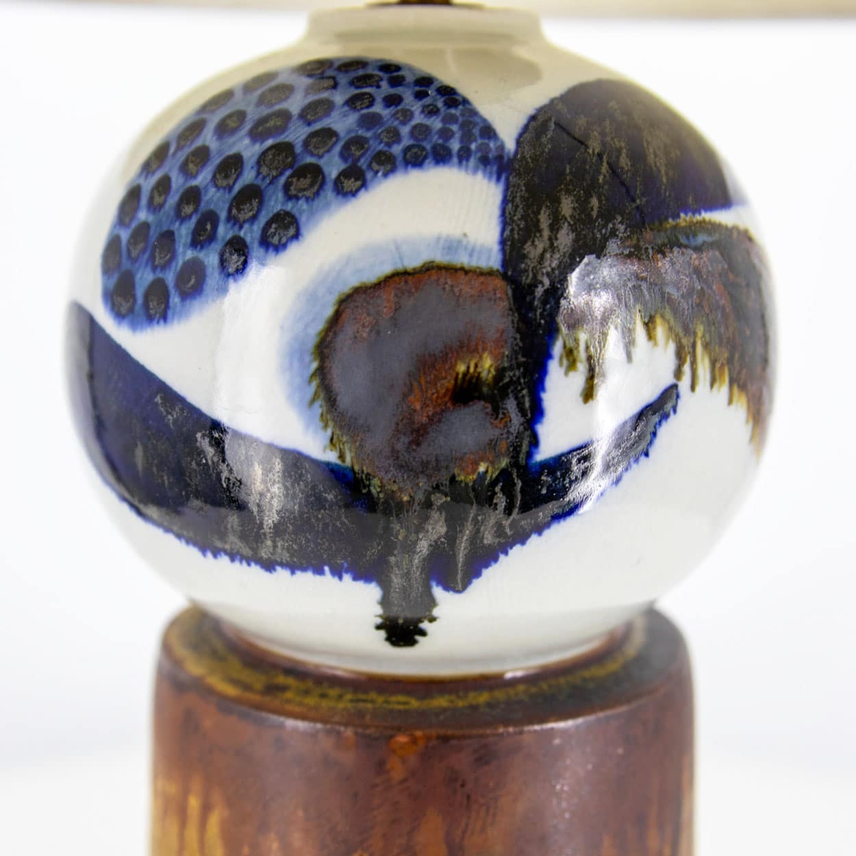 1 of the 2 Sculptural Ceramic Lamp by Rorstrand Ateljé, Lampshade by R. Houben