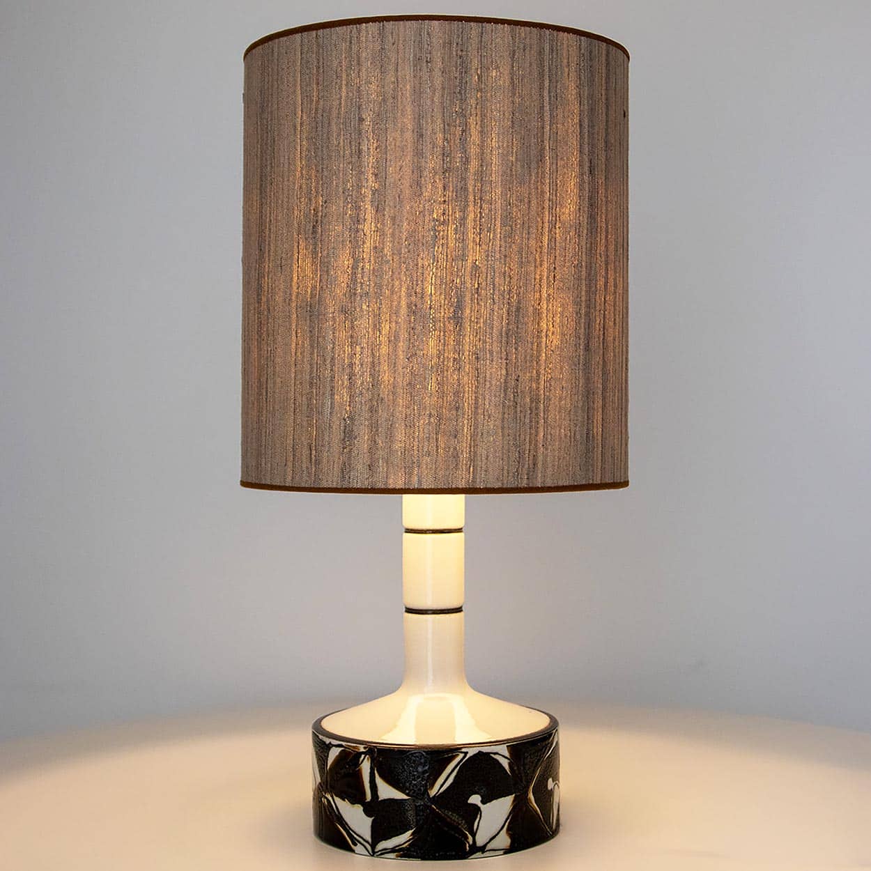 Sculptural Ceramic Lamp by Royal Copenhagen, Custom Made Lampshade by R. Houben