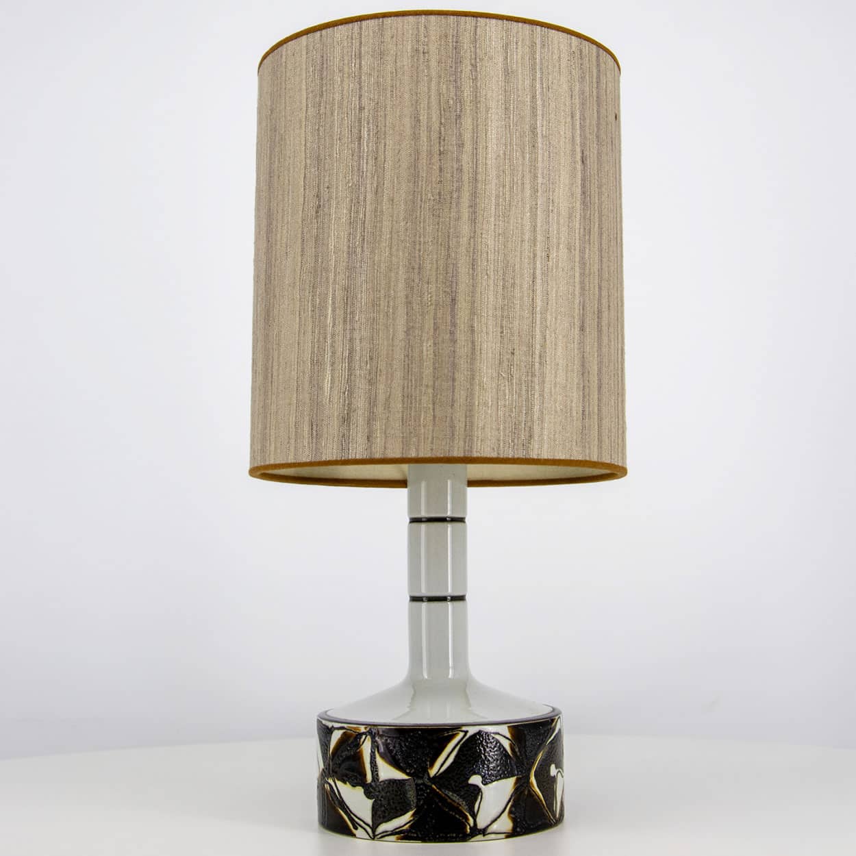 Sculptural Ceramic Lamp by Royal Copenhagen, Custom Made Lampshade by R. Houben