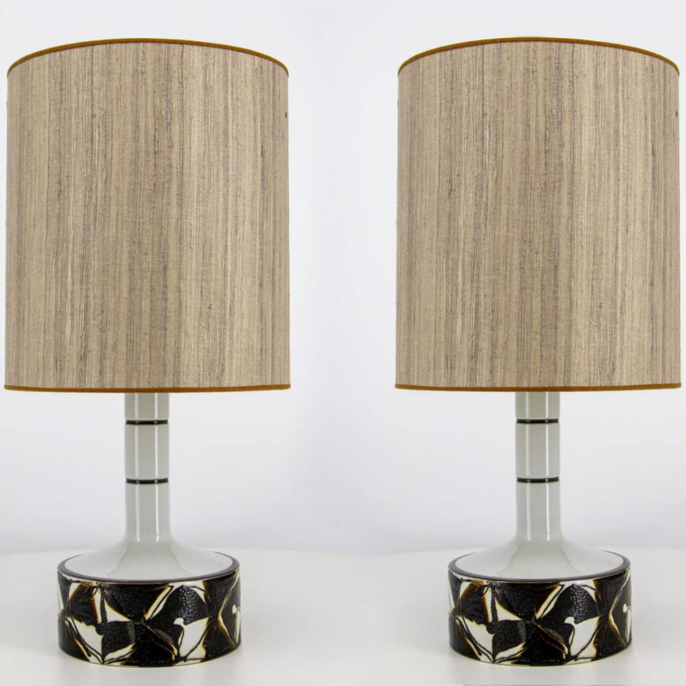 1 of the 2 Ceramic Lamps by Royal Copenhagen, Custom Made Lampshade by R. Houben