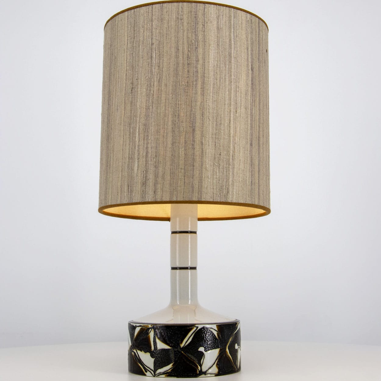 Sculptural Ceramic Lamp by Royal Copenhagen, Custom Made Lampshade by R. Houben