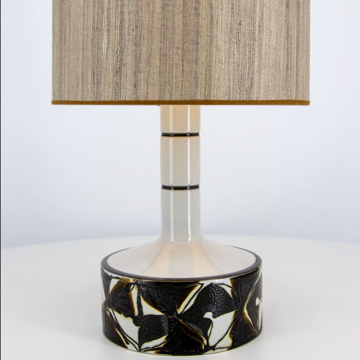 Sculptural Ceramic Lamp by Royal Copenhagen, Custom Made Lampshade by R. Houben